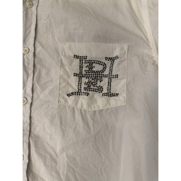 Vtg Y2K Ed Hardy Button Down Rhinestone Shirt Mens Sz XL Skull Anchor - Picture 5 of 6